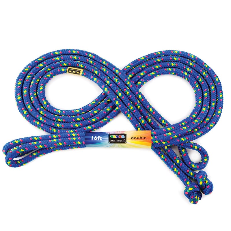 جاست جامب إت حبل القفز Just Jump It Blue Confetti بطول 16 بوصة - حبل القفز الهولندي المزدوج - لعب الرشاقة - Image 1